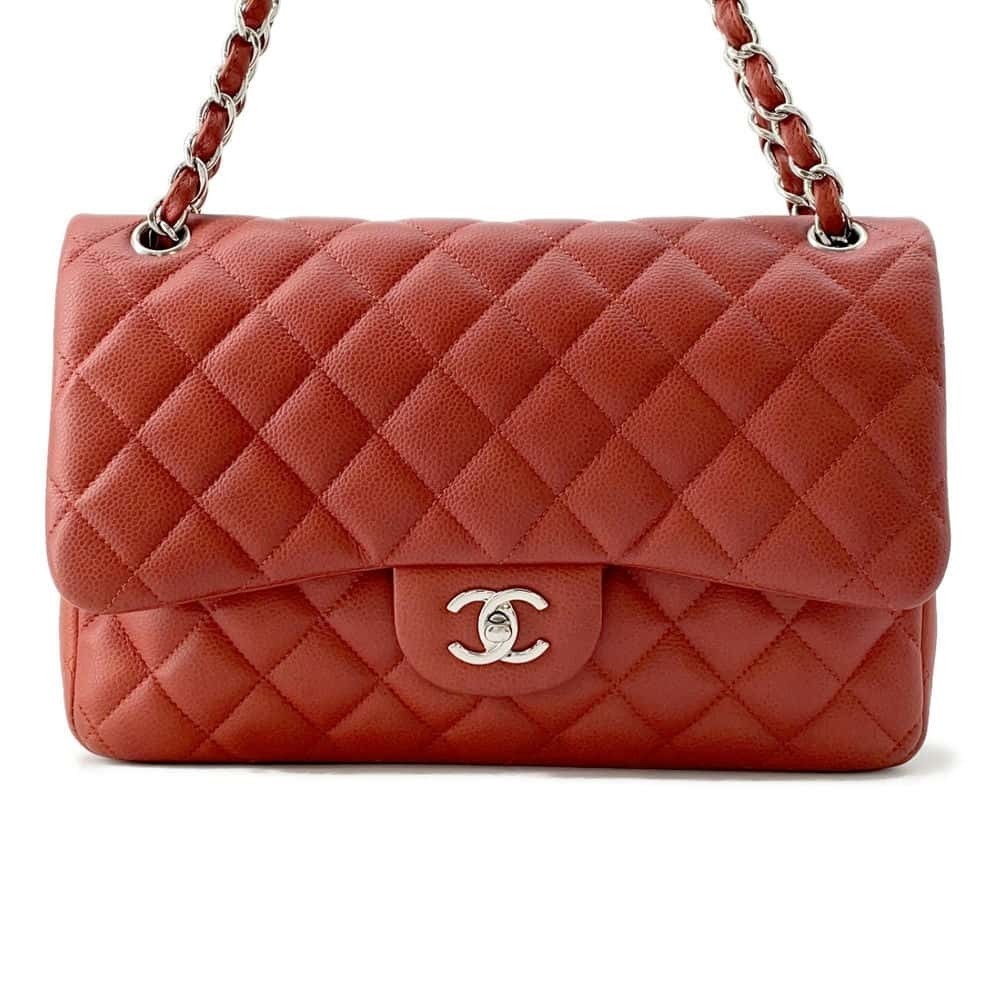 Chanel Matelasse 30 Caviar Skin Coco Mark Chain Shoulder Bag Red